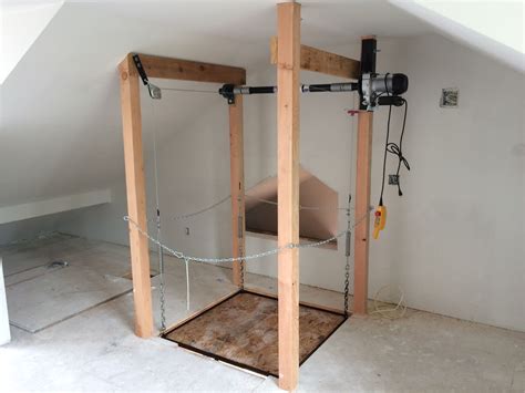 garage elevator diy|homemade attic elevator.